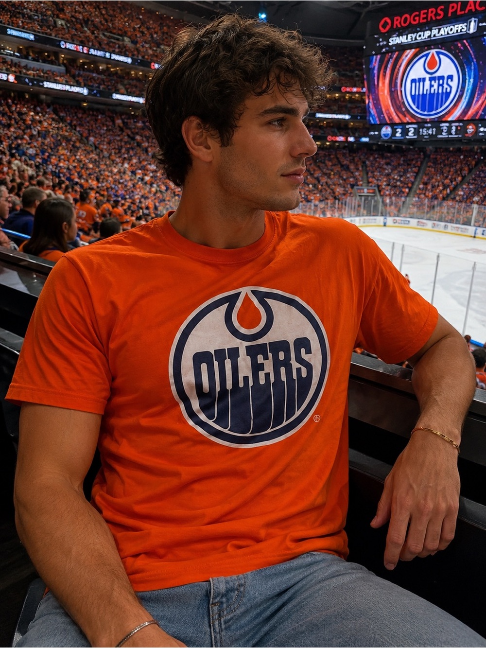 Edmonton Oilers Orange Logo Tee